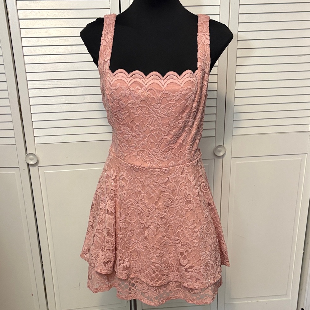 City Studio Blush Lace Mini Dress